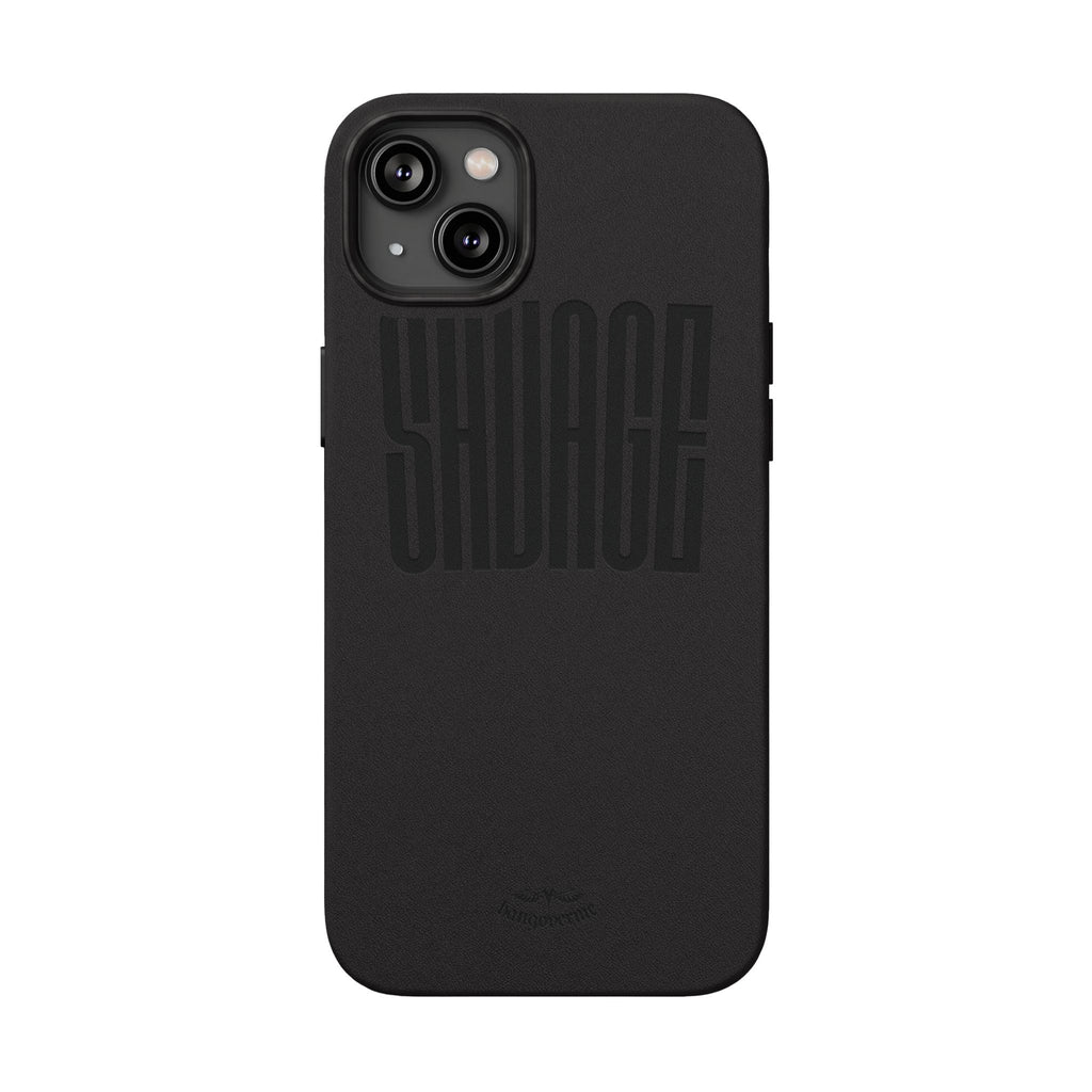 Engraved PU Leather Phone Case — 'SAVAGE' Brown Protective Cover