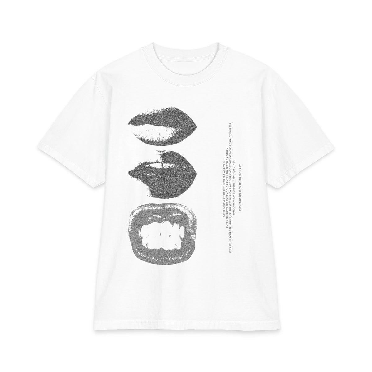 Graphic Lip Print T‑Shirt — Monochrome Kiss & Bite Art Tee