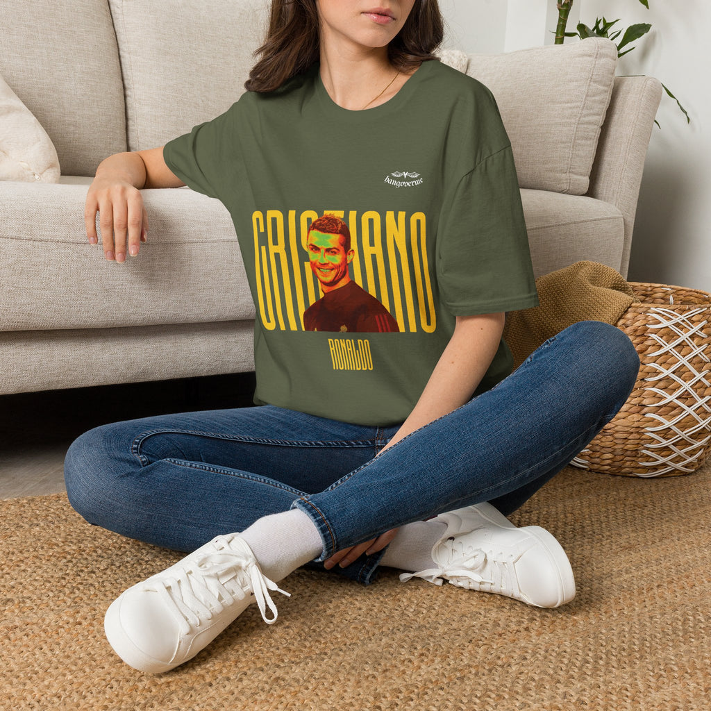 Retro Portrait Tee with Bold 'CRISTIANO' Text