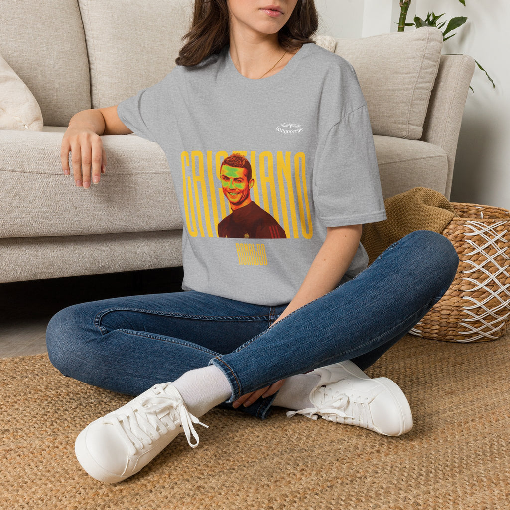 Retro Portrait Tee with Bold 'CRISTIANO' Text