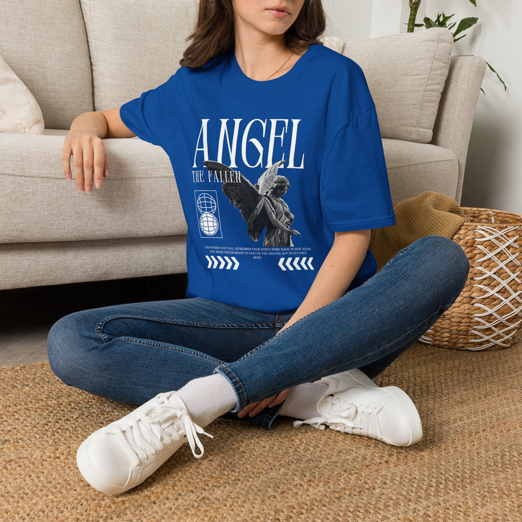 Angel Statue Graphic T-Shirt — Vintage Black & White Wings Tee