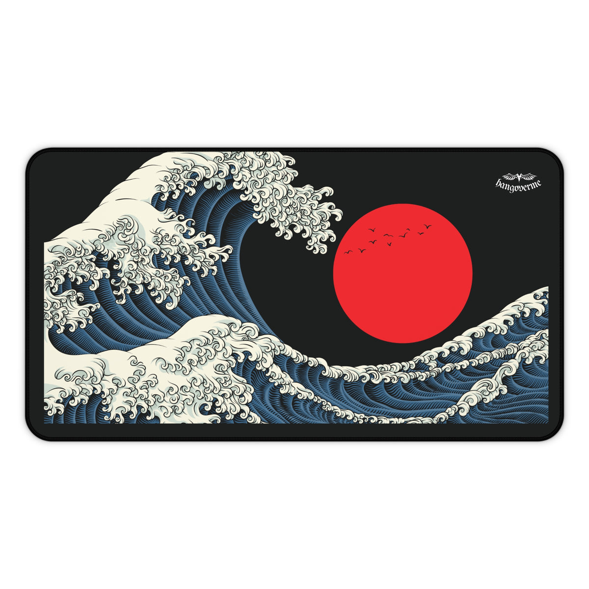 Wave & Red Sun Desk Mat — Motivational Japanese Wave Desk Mat