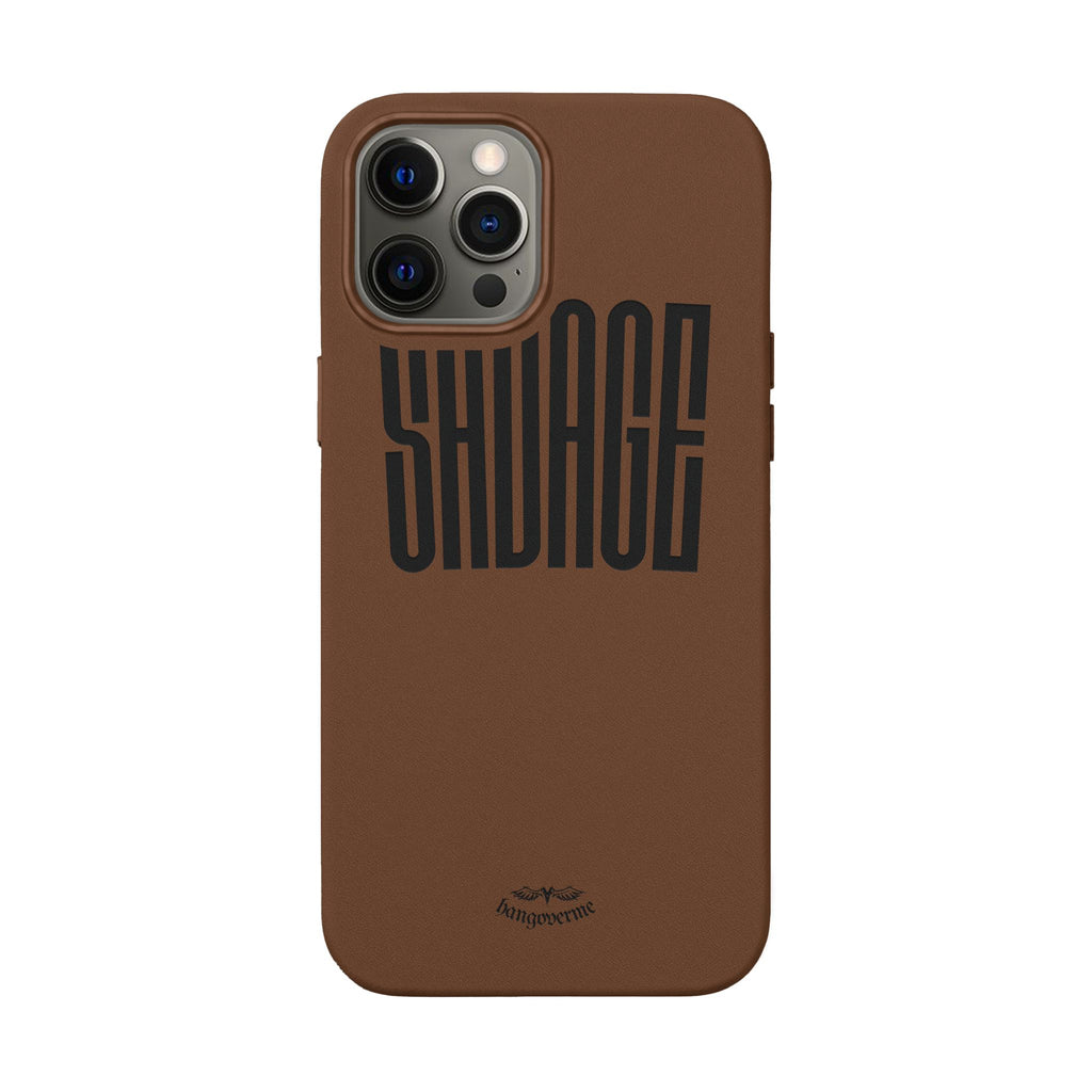 Engraved PU Leather Phone Case — 'SAVAGE' Brown Protective Cover